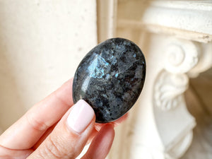 Larvikite Palm Stone for Protection & Grounding | Norwegian Moonstone Crystal | Healing, Meditation, Reiki