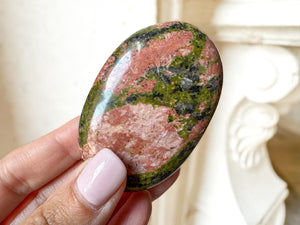 Unakite Palm Stone for Healing & Balance | Heart Chakra Crystal | Reiki, Meditation, Crystal Gift