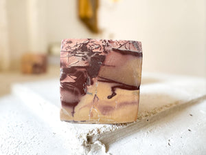 Moroccan Picture Jasper Cube: Atlas Mountain Crystal Decor, Root Chakra Stone