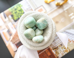Amazonite Tumbled Stones x 3 : Natural Healing Crystals for Stress Relief