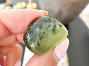 Prehnite Tumbled Stones: Green Garnet Crystals for Heart Chakra Healing