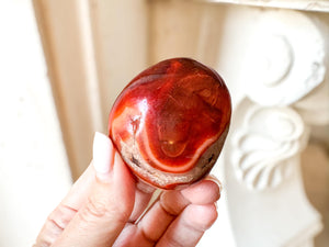 Carnelian Palm Stone: Root Chakra Healing Crystal, Meditation Worry Stone