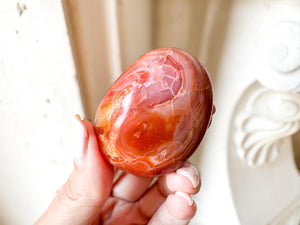 Carnelian Palm Stone: Root Chakra Healing Crystal, Meditation Worry Stone