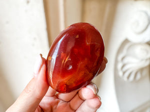 Carnelian Palm Stone: Root Chakra Healing Crystal, Meditation Worry Stone