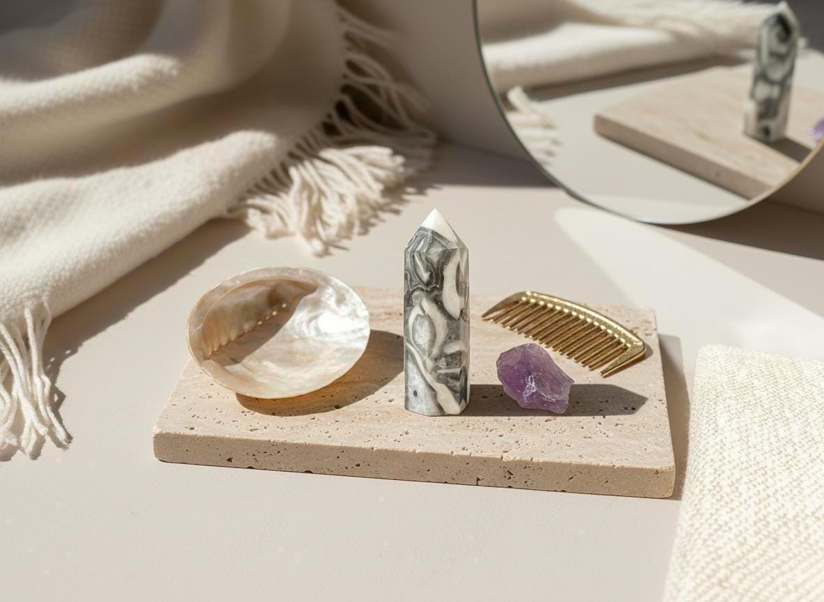 Amethyst & Thousand Eye Jasper Set: Protection, Healing, and Meditation