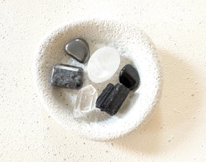 Protection & Grounding Crystal Kit – Larvikite, Black Obsidian, Hematite, Clear Quartz, Tourmaline Stones