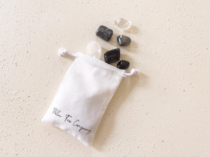 Protection & Grounding Crystal Kit – Larvikite, Black Obsidian, Hematite, Clear Quartz, Tourmaline Stones
