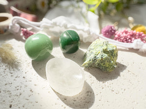 Abundance & Prosperity Crystal Set – Aventurine, Nephrite Jade, Serpentine Stones for Wealth, Luck and Success