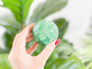 Fluorite Sphere & Amethyst Point Set with Selenite Charging Stand