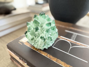 Green Ghost Quartz Cluster – Natural Green Quartz Crystal Mineral Specimen for Healing, Energy, Home Decor & Spiritual Gift