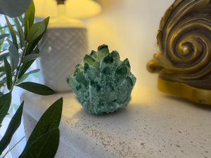 Green Ghost Quartz Cluster – Natural Green Quartz Crystal Mineral Specimen for Healing, Energy, Home Decor & Spiritual Gift