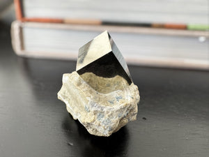 Pyrite Cube - Navajún Pyrite Crystal Cube in Matrix – Natural Spanish Pyrite Mineral Specimen, Collectible & Gift