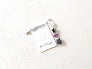 Intuition & Moon Energy Crystal Gift Set – Larvikite, Amethyst, Moonstone, Selenite Plate for Meditation, Healing