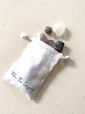 Stress Relief & Balance Crystal Gift Set – Larvikite, Amethyst, Howlite, Lepidolite, Selenite Plate