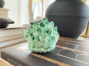 Green Ghost Quartz Cluster – Natural Green Quartz Crystal Mineral Specimen for Healing, Energy, Home Decor & Spiritual Gift