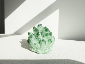 Green Ghost Quartz Cluster – Natural Green Quartz Crystal Mineral Specimen for Healing, Energy, Home Decor & Spiritual Gift