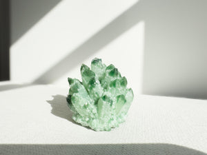 Green Ghost Quartz Cluster – Natural Green Quartz Crystal Mineral Specimen for Healing, Energy, Home Decor & Spiritual Gift