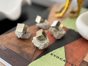 Pyrite Cube - Navajún Pyrite Crystal Cube in Matrix – Natural Spanish Pyrite Mineral Specimen, Collectible & Gift