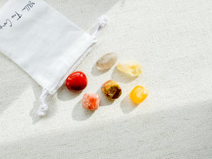 Fall Crystal Set – Carnelian, Smoky Quartz, Sunstone, Citrine, Agate, Orange Calcite Tumbles for Warm Energy & Seasonal Gift