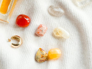 Fall Crystal Set – Carnelian, Smoky Quartz, Sunstone, Citrine, Agate, Orange Calcite Tumbles for Warm Energy & Seasonal Gift
