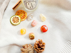 Fall Crystal Set – Carnelian, Smoky Quartz, Sunstone, Citrine, Agate, Orange Calcite Tumbles for Warm Energy & Seasonal Gift
