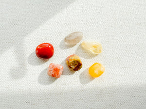 Fall Crystal Set – Carnelian, Smoky Quartz, Sunstone, Citrine, Agate, Orange Calcite Tumbles for Warm Energy & Seasonal Gift