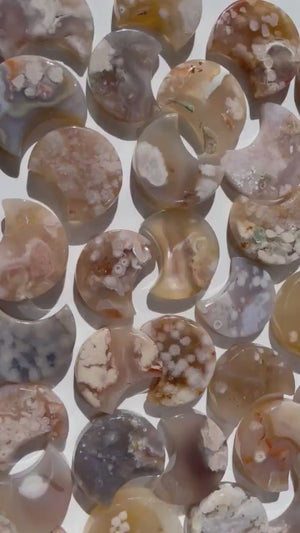 Cherry Blossom Flower Agate Crystal Moon: Healing Sakura Crystal