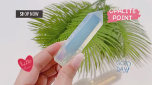 Opalite Crystal Point Tower: Healing Gemstone Decor