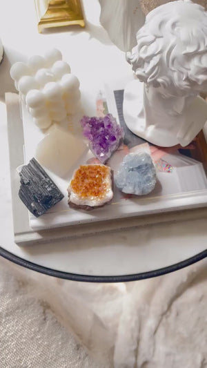 Crystal Set: Amethyst, Citrine, Celestite, Selenite, Black Tourmaline