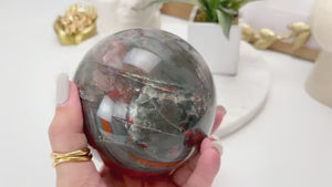 African Bloodstone Crystal Ball: Healing Sphere with Stand