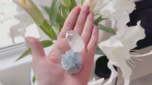 Celestite and Clear Quartz Crystals for Meditation, Reiki and Crystal Healing
