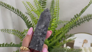 Larvikite Crystal Tower: Norwegian Moonstone, Feldspar Rock