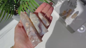 Flower Agate Crystal Tower: Cherry Blossom Point