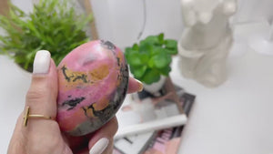 Rhodonite Crystal Palmstones - Hand-Polished Healing Stones, Love & Emotional Healing, Chakra Balancing, Meditation, Home Decor