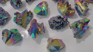 Rainbow Aura Quartz Crystal Cluster: Medium (250-350g)