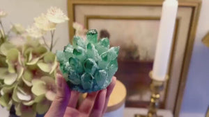 Green Ghost Quartz Cluster – Natural Green Quartz Crystal Mineral Specimen for Healing, Energy, Home Decor & Spiritual Gift