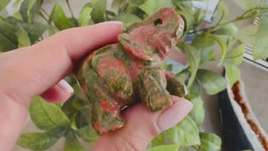 Unakite Elephant Carving: 2-Inch Gemstone Figurine, Healing Crystal