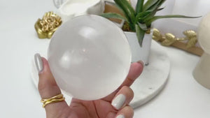 Glimmering Selenite Sphere: The Ultimate Healing Crystal Ball for Crown and Third Eye Chakra Activation