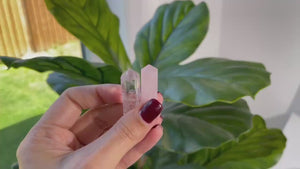 Rose Quartz & Clear Quartz Crystal Set: Double-Terminated Points for Love, Clarity and Spiritual Growth