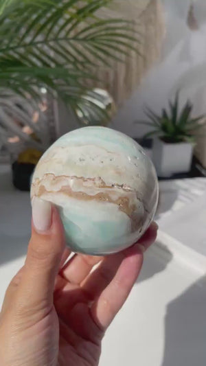 Caribbean Calcite Sphere: Blue Healing Crystal Decor