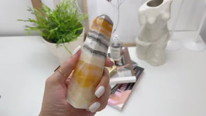 Orange Calcite Crystal Tower: Energy & Creativity