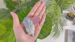 Rose Quartz Cube & Blue Kyanite Blade Crystal Set