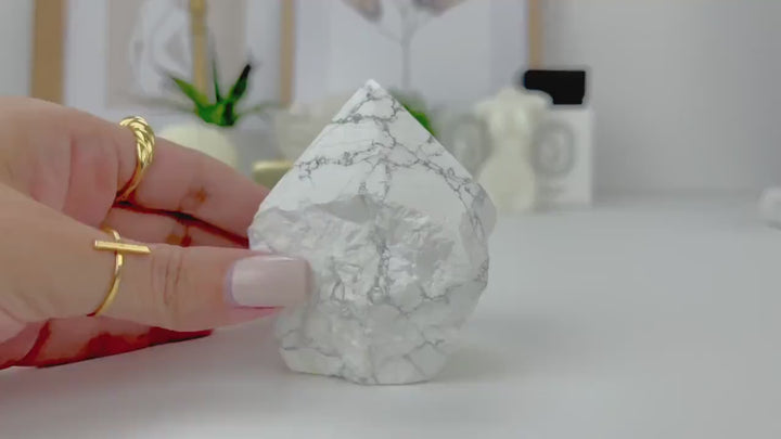 Howlite Crystal Towers Large Healing Crystal Points Natural Crystal Home Decor Crystal Gifts Crystal Grids