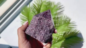 Lepidolite Crystal Tower: Lilac Purple Mica Point