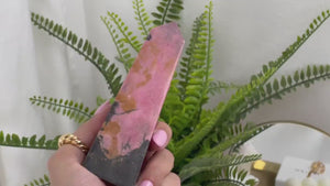 Rhodonite Crystal Tower: Healing Obelisk, Heart Chakra Stone