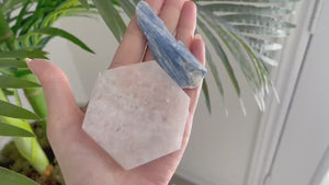 Selenite Plate & Blue Kyanite Crystal Set : Amplify Your Intuition and Energize Your Space