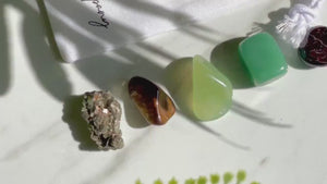 Wealth Attraction Crystal Set: Zodiac Selenite Plate, Aventurine, Jade, Pyrite
