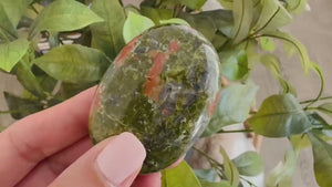 Unakite Palm Stone for Healing & Balance | Heart Chakra Crystal | Reiki, Meditation, Crystal Gift