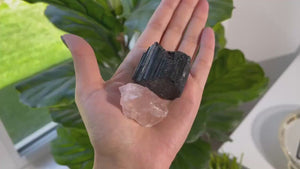 Raw Rose Quartz & Black Tourmaline Set: Natural Healing Crystals