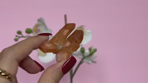 Tangerine Quartz Cluster – Raw Healing Crystal – Sacral Chakra Stone – Energy Cleanse & Spiritual Decor